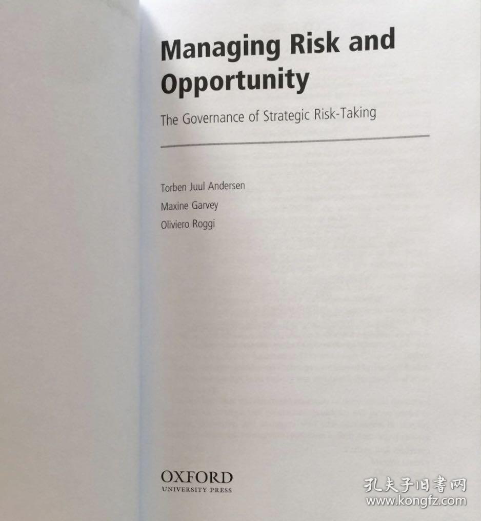 英文原版风险管理专著 Managing Risk and Opportunity: The Governance of Strategic Risk-Taking