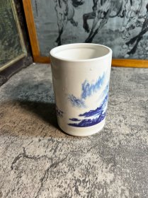 现代，青花笔筒