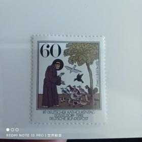 外国邮票 联邦德国邮票西德1982年邮票 意大利教团创始人圣芳济 1全 新