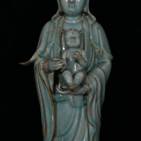 宋代汝窑开片送子观音(47×15cm)
