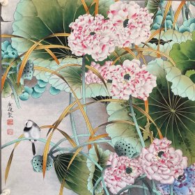 贾广健，画心尺寸68x68 实物拍摄，品相如图，纯手绘。手机自然拍摄，无修图，保证与原图相符合。