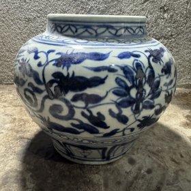 元青花缠枝莲纹罐坛手绘老物件珍品瓷器古董古玩收藏家