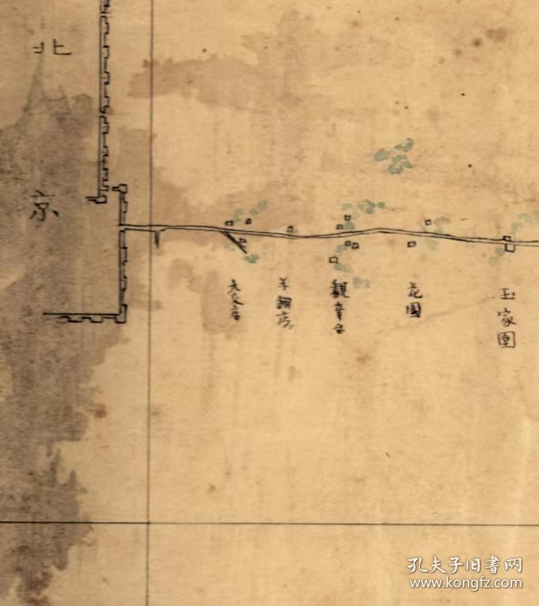 古地图1880 北京到天津图。纸本大小73.65*58.44厘米。宣纸艺术微喷复制。