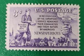 美国邮票1952年 报童  1全新  有背贴