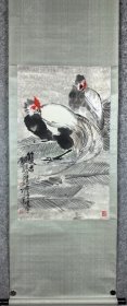 青岛已故书画家冯凭精品立轴（双吉图）
