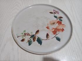 上世纪五六十年代，手绘花卉瓷茶盘