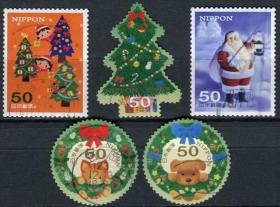 日本信销邮票-问候祝贺G51 2011年 冬季的问候 50元面值 5全