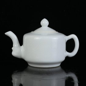 大明永乐甜白釉龙凤纹壶。高10*16。D