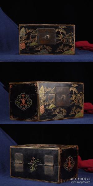 老木胎描金漆器妆奁盒
长24cm   宽14cm    高13cm
重792克
