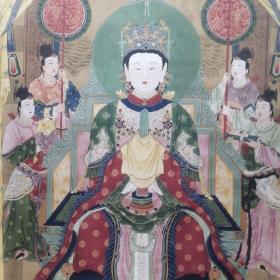 古典泰山奶奶天仙圣母娘娘挂画碧霞元君画像道教神仙女神卷轴挂画