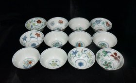 明成化斗彩十二宫碗【7.5x15.3cm】