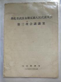 湖北省武汉市第五届人民代表大会第三次会议议案  1964.6.27