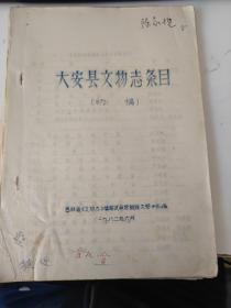 大安县文物志条目油墨初稿1982年