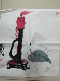 手绘国画小品春蚕