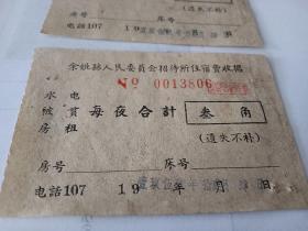 1961年余姚县人民委员会招待所住宿发票三张，连号的。