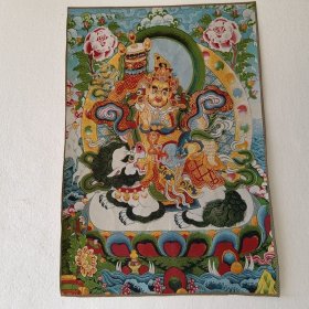 尼泊尔唐卡画 西藏佛像金丝刺绣 财宝天王唐卡佛像织锦黄财神挂画