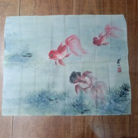 知名画家绘水草金魚图