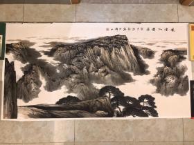 佛山名家招钜《山水》尺寸138X69CM,保真便宜出