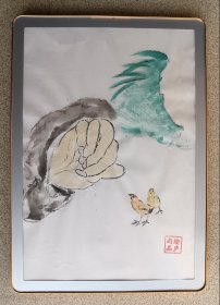 《喂鸡》图相框