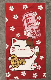 招财猫刺绣织锦画