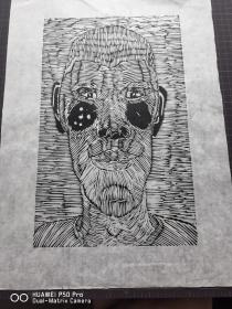 木刻版画    （40×35） 宣纸  油墨印