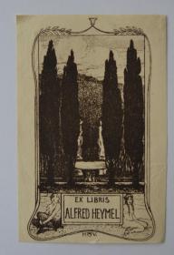 德国著名艺术大师海因里希·沃格HeinrichVogeler（1872-1942） 线刻人体藏书票——《园林》