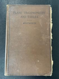 1903年PLANE TRIGONOMETRY AND TABLES (平面三角数学）加盖天津法租界天祥市场中西书社印章、河北保定郝举名章