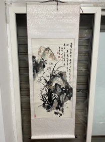 中式国画，水墨画，彩色画，花鸟画，尺寸74*174，陕西西安名人字画，马天锁，包邮，已裱