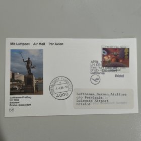 FP101汉莎航空公司首航片LH 1365首次飞行1986年4月1日 英国布里斯托尔-德国杜塞尔多夫 一张 如图