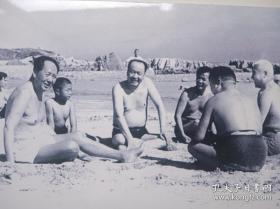 毛泽东，乌兰夫，舒同，方强，刘澜涛在海滨浴场 照片