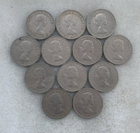 英国半克朗硬币 伊丽莎白二世女王 12个年份 铜镍32mm 1955 1956 1957 1959 1960 1961 1962 1963 1964 1965 1966 1967