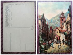 外国明信片，德国原版，老版绘画美术，品如图