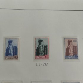 SAN103圣马力诺邮票 1966年 旅游风光城堡建筑 新 6全 120里拉有软痕 如图，正面无影响 （不含内页）
