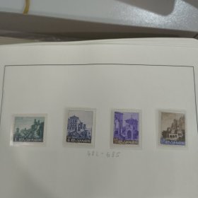 SAN105圣马力诺邮票1961旅游风光 建筑遗址 街景 城堡 4全 新 115里拉背胶泛黄，不含内页