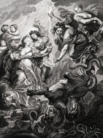【鲁本斯】1846年铜版画№23《玛丽与儿子和解》( la paix confirmee dans le ciel)--出自保罗·鲁本斯(Paul Rubens)“玛丽・德・美第奇”系列作品集-雕刻家(Duthé )-特厚画纸51.5*33.8cm(画面21.5*16.5) ，8品