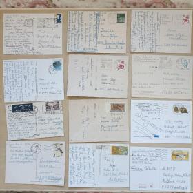 盲盒卡片手帐外语家信外国明信片 使用过旧明信片 随机发不同5张 德国明信片，风景片为主。