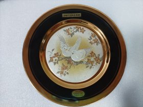 花鸟刻雕瓷盘摆件 24KT GOLD RIM ORIGINAL CHOKIN ART COLLECTION