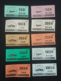 1985年塑料汽油票十枚（原汉阳兵工厂）