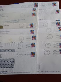 外国邮品终身保真【1998年实寄封 品相如图 】贴美国邮票，共16枚合售