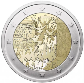 法国2019年柏林墙推倒30周年2欧元硬币