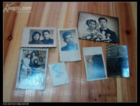 五十年代 结婚照、军人照 家庭合影等照片7张