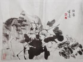 80年代上海博物馆珂罗版宣纸精印  任伯年《牵牛花》