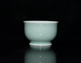 清代康熙豆青釉杯 古玩古董古瓷器老货收藏