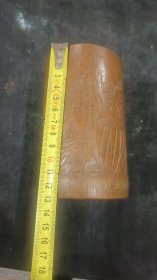 竹雕山水诗文笔筒