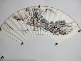 1899--美协会员赵老师山水扇面