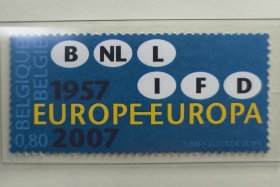 Belgica2比利时邮票2007年 罗马条约50周年。六个参与国的车辆国籍标志 0.8欧面值 新 1全