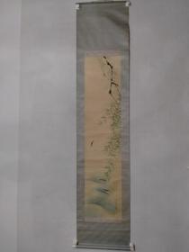 【日本回流】原装旧裱 佚名国画作品《鱼乐图》一幅，（纸本立轴，尺寸：131.5*35，款识：泰山）