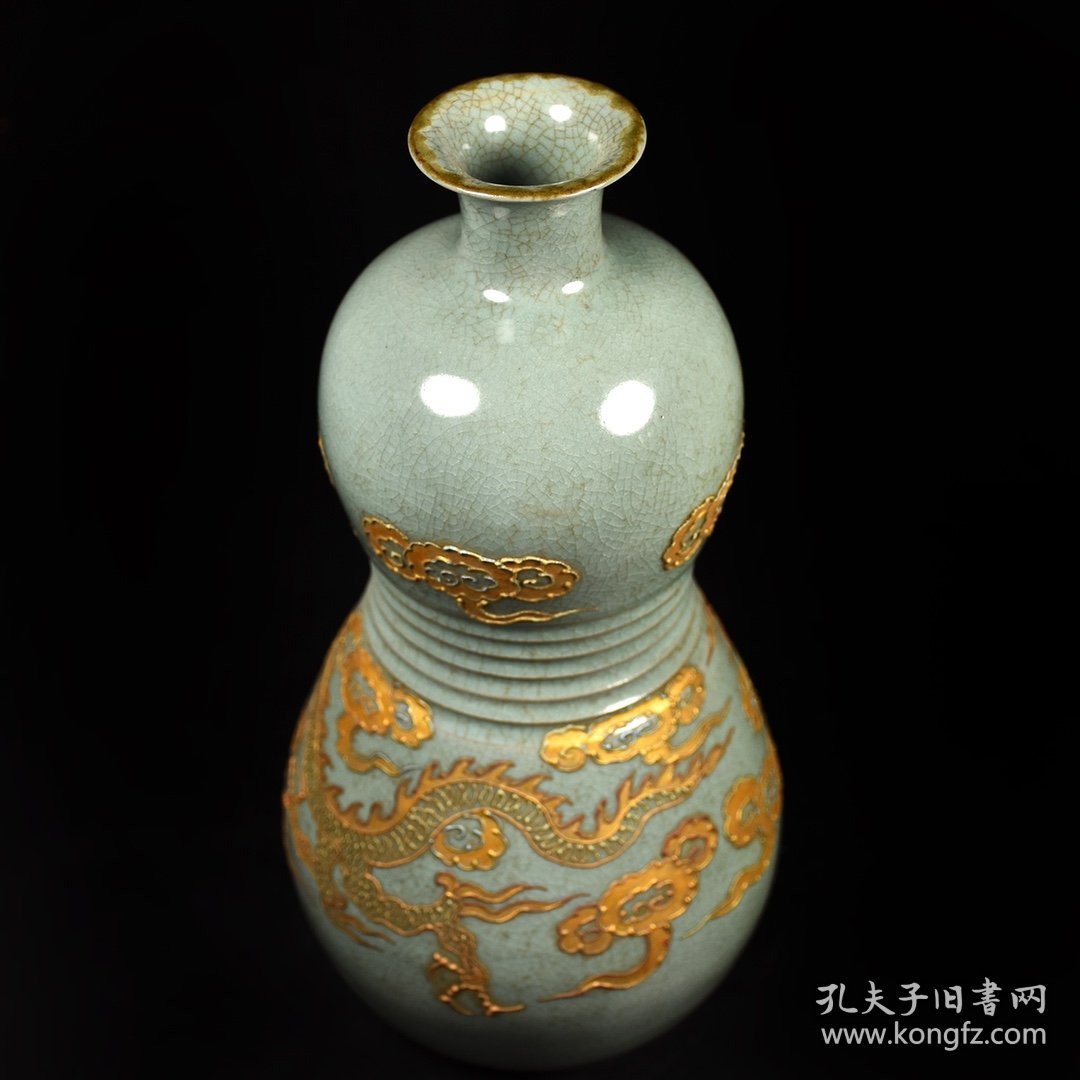 金器铜器黄金器皿铜鎏金掐丝瓷器花瓶摆件 约1045克