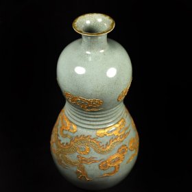 金器铜器黄金器皿铜鎏金掐丝瓷器花瓶摆件 约1045克