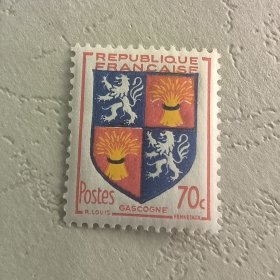 FR910法国1953年省徽-加斯科涅（以美食著称，法国西南部）徽章徽志 外国邮票 新 小票 1枚